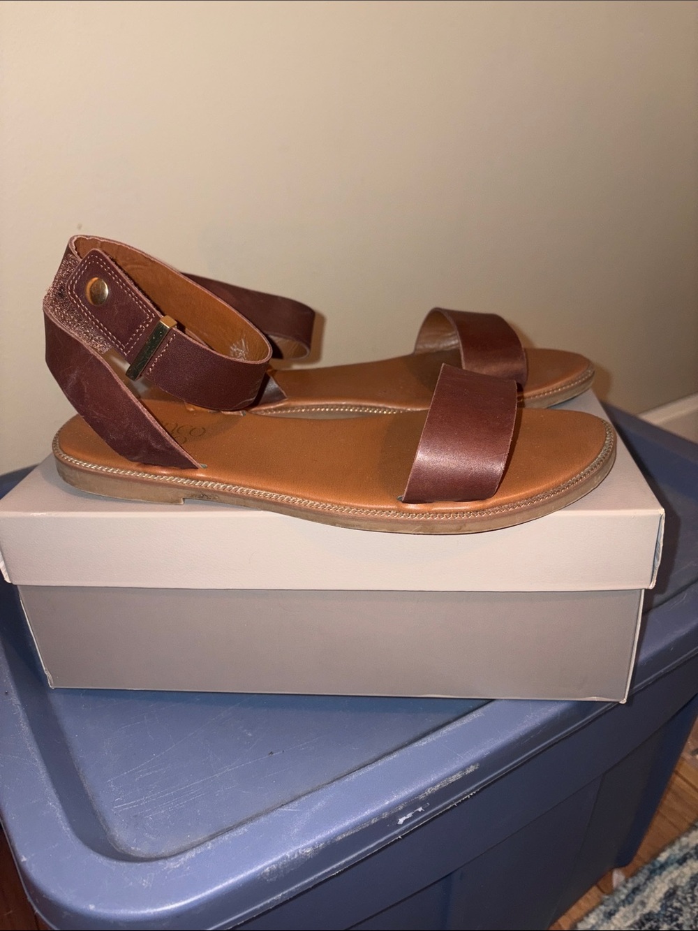 Franco Sarto Brown Leather-Kimbra Sandals - Picture 2 of 6